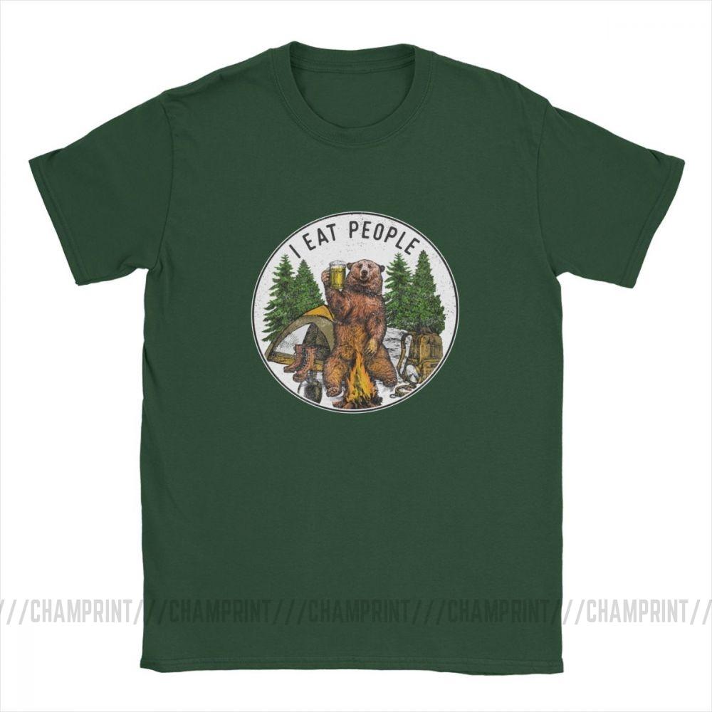Men T Shirt I Eat People I Hate People Bear Vintage Short Sleeve Camping Tees O