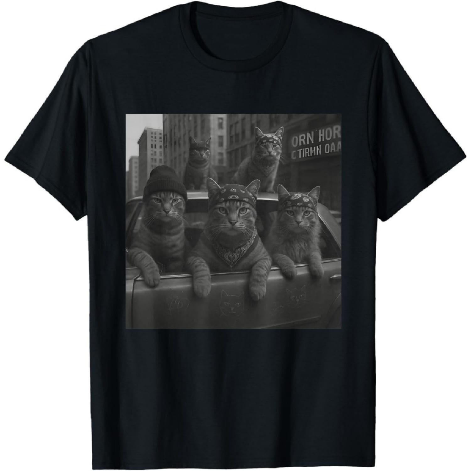 dongdongo Funny Cat Gang Meme Street Sarcastic Cat Gangster T-Shirt XXXXXL разноцветный