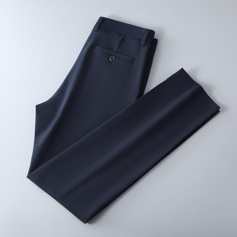 Men's Lightweight Business Casual Pants with Micro Elasticitymen's Quick Drying Pantsnew Straight Leg Office Black Deep Bluepant