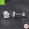 Small Fresh Four-Leaf Clover Moissanite Stud Earrings D Color Simple S925 Sterling Silver Mozzarella Diamond Stud Earrings