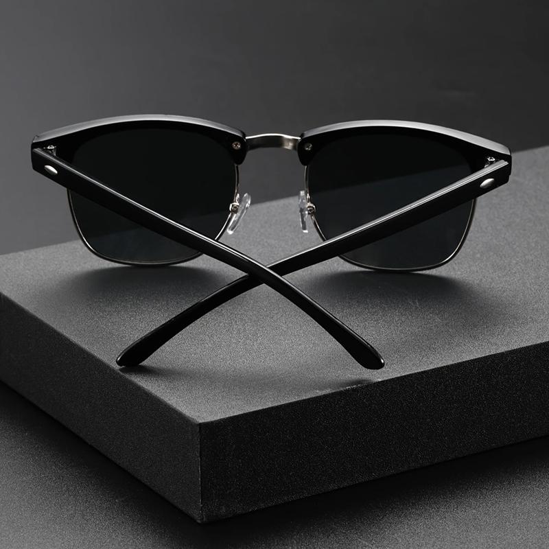 Non-polarized Classic Half Frame Sunglasses Men Women Fashion Rivet Eyewear Metal