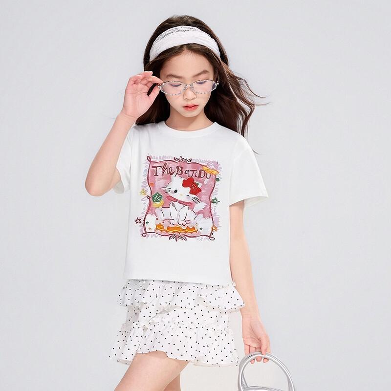 Girls' Sweet Cartoon Print Short Sleeve T-Shirt