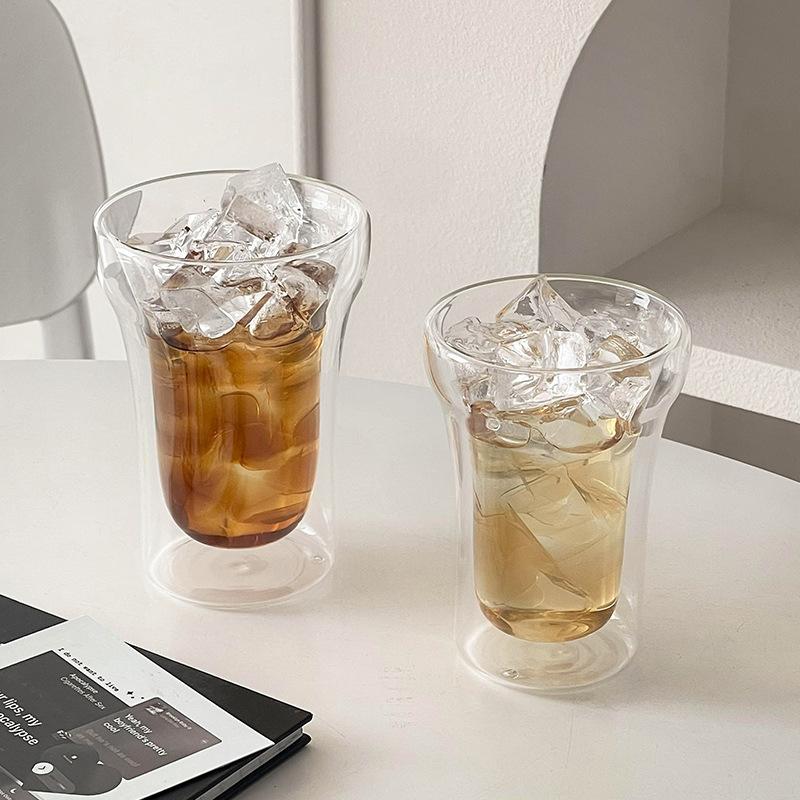 1pcs Double Wall Glass Cup High Borosilicate Heat Resistant Transparent Coffee Cup Cold Brew Tea Cup for Home Use