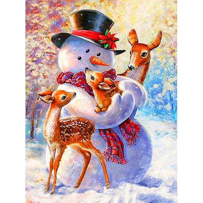 Diamant-Malerei, Schneemann, runde Diamant-Stickerei, Cartoon-Bild, Strass-Weihnachtsdekorationen