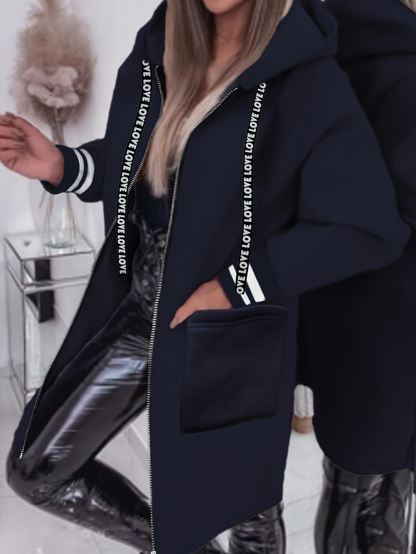 

Женский длинный флисовый свитер L чёрный