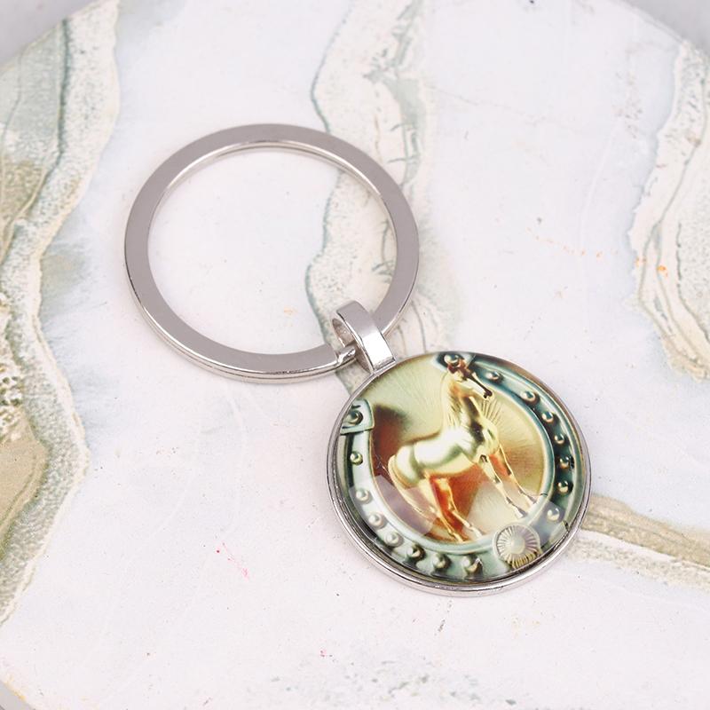 2026 Zodiac Year Of The Horse Pattern Keychains  Bag Accessories Car Pendants Home Decoration Animal Jewelry Keyring Gift