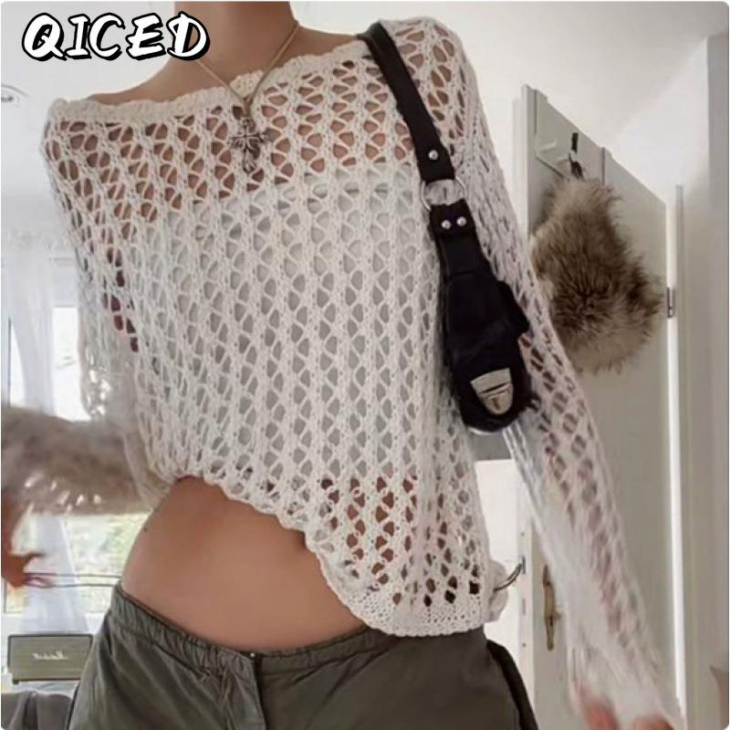 QICED Women's Fashion Casual Solid Color Print Long Sleeve Blouses & Shirts