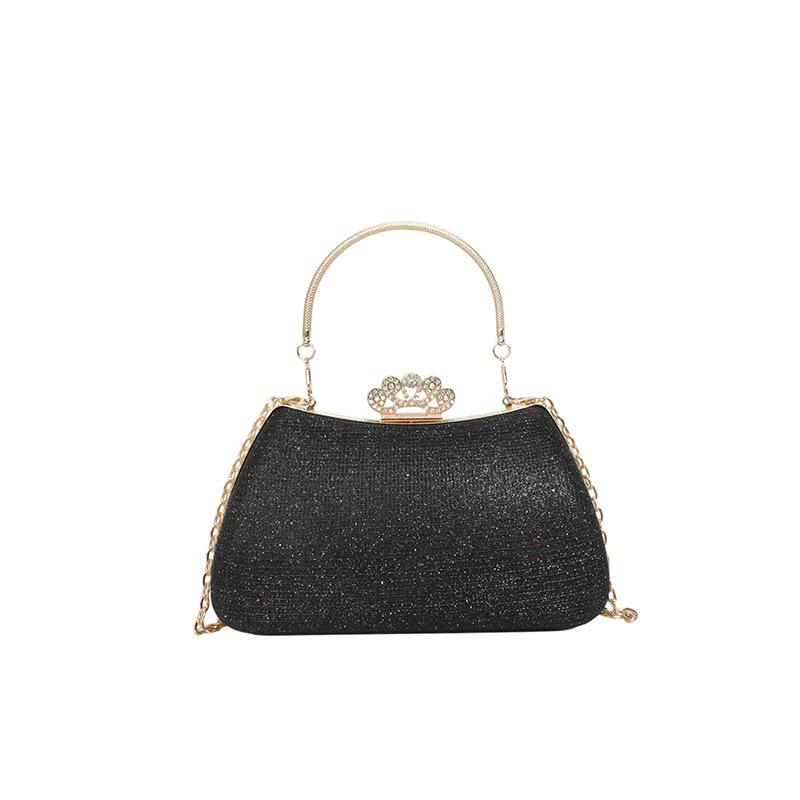 Ny fashionabel mångsidig handväska med stor kapacitet, mjuk och av hög kvalitet - Damernas glänsande utsmyckade diamanttextur kedja axel crossbody-väska