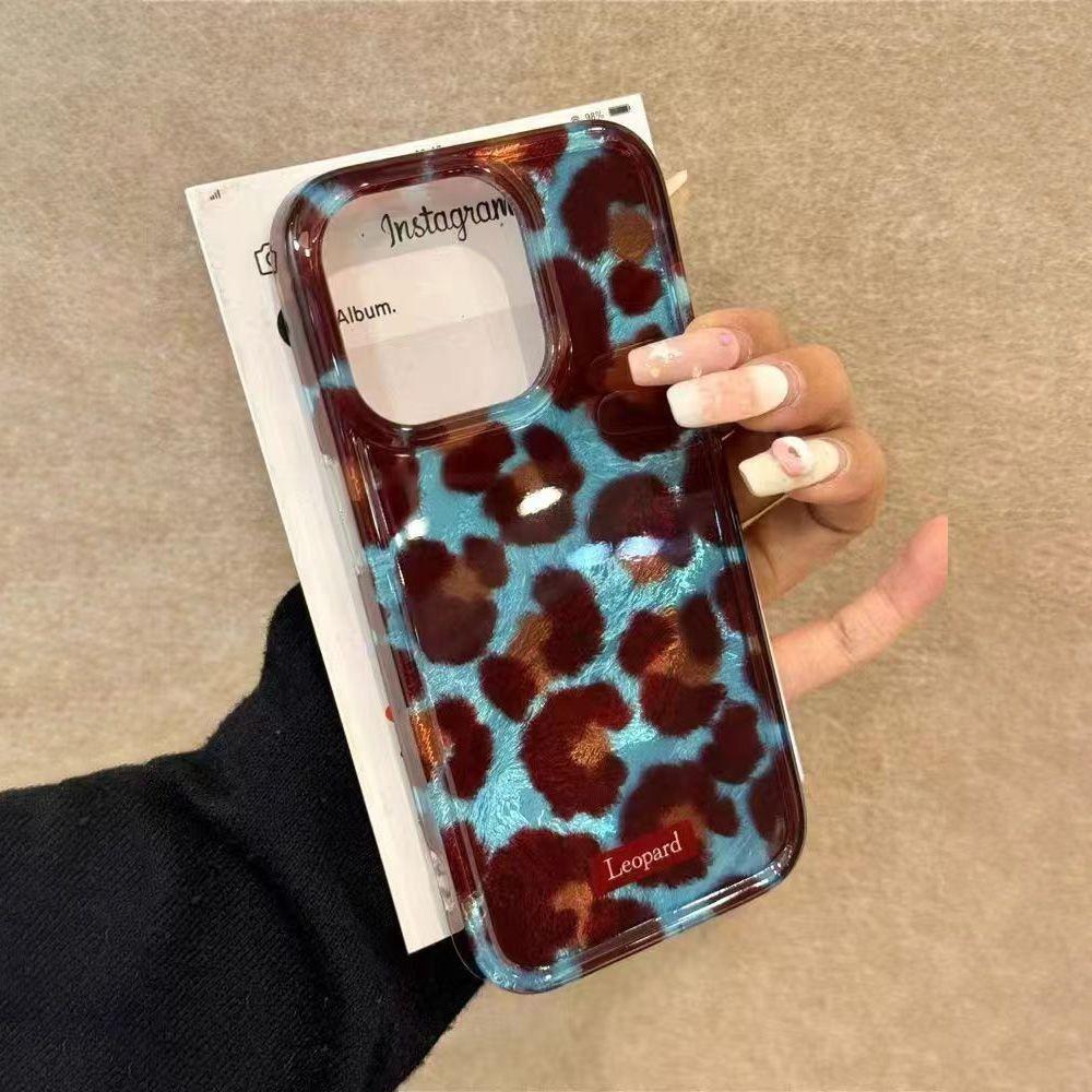 Blue-brown Leopard Print Swirl Case Suitable for IPhone 16 Mobile Phone Case Apple 15 Protective Case Huawei Honor Xiaomi Redmi