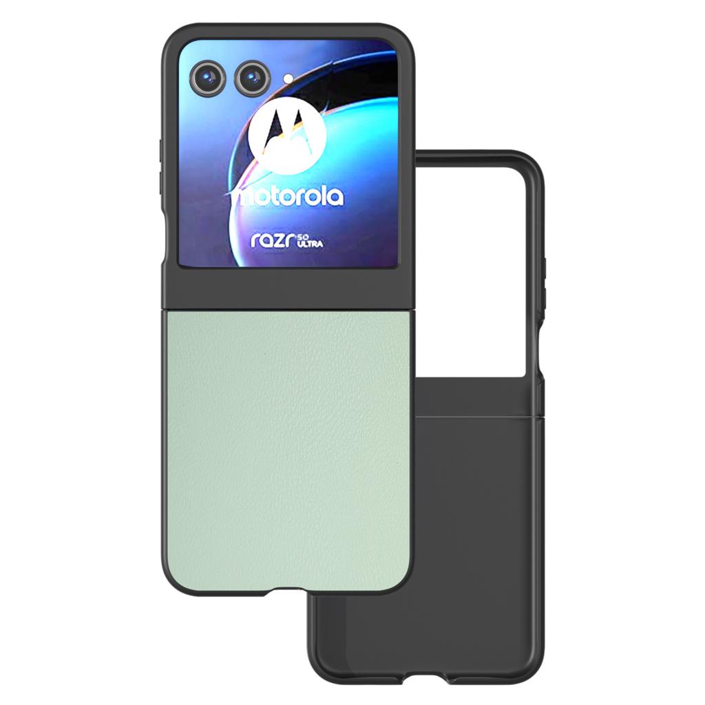 For Motorola Razr 50 5G Case Black Edge PU Leather Coated PC Phone Cover