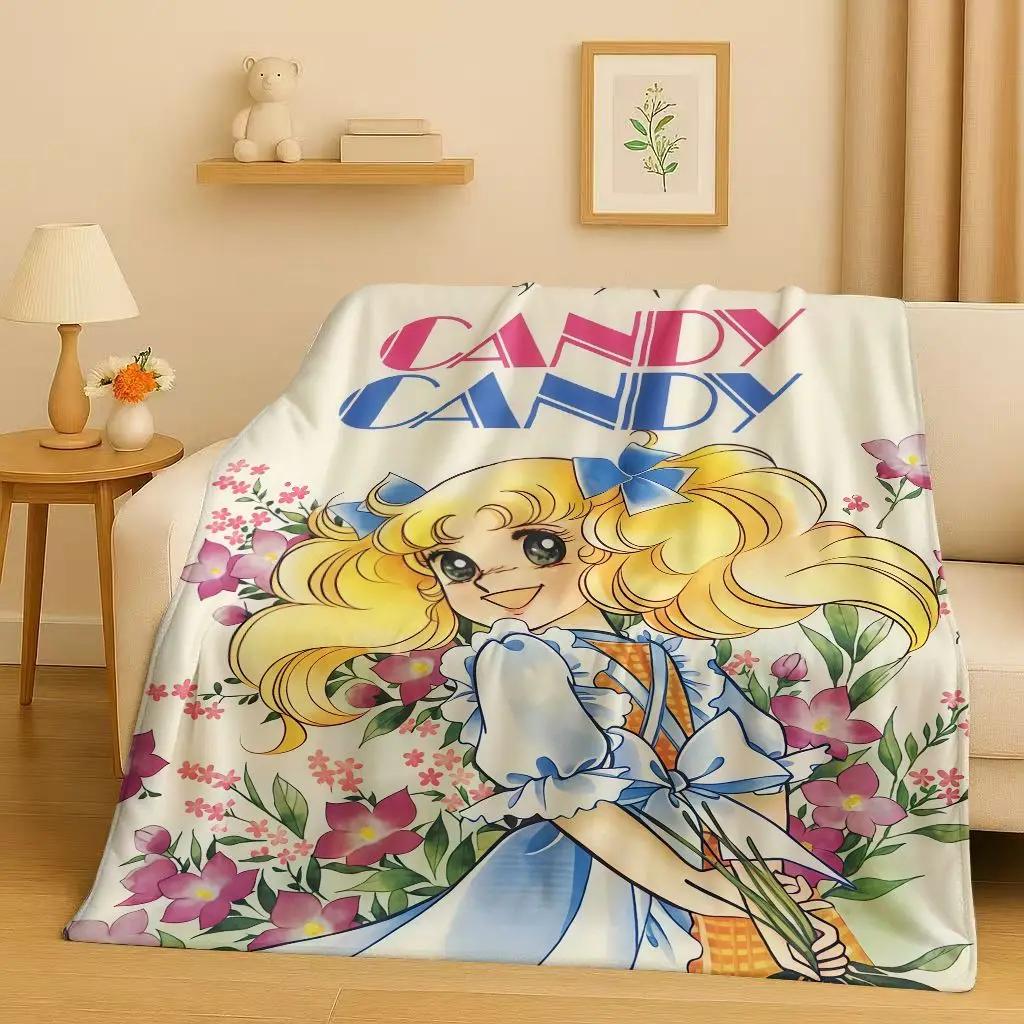 Coperta in Flanella Classica Cartoon Caramelle Dolce Ragazza, Coperta Morbida Calda in Peluche per Casa Camera da Letto Letto Divano Ufficio Bambino