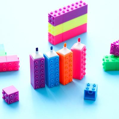 6ks Mini Block Color Zvýrazňovač Pero Stavebnice Značkovač na kreslení Dětské dárkové papírnictví Škola