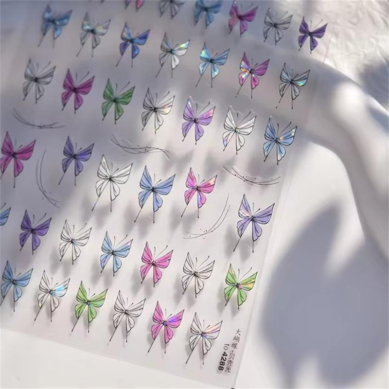 1PCS French Jelly Nail Stickers Dreamy Bubble Meteor Butterfly Star Moon Self Adhesive Stickers For Nail DIY Nail Art Decoration