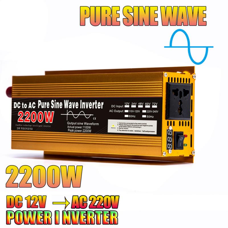 1600W-3000W Pure Sine Wave DC 12V/24V To AC 220V Transformer Convert Multi-function Socket Converter Car Inverter