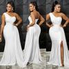 Elegant Solid Color One-Shoulder Party Dress