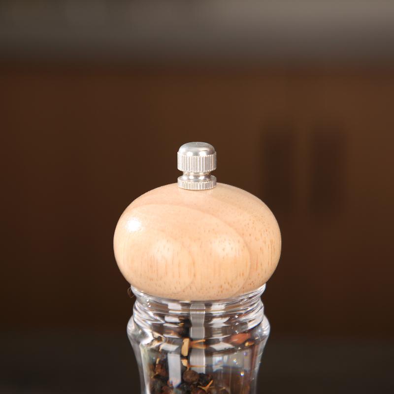 Wood Pepper Grinder Mill, Acrylic Sea Salt Shaker With Adjustable Coarseness, Refillable Manual Ceramic Core Spice Crusher