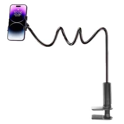 Metal Arm Phone Holder For Bedside Table Desk Adjustable Clamp Stand For Mobile Device Screen 360 Degree Rotation Design