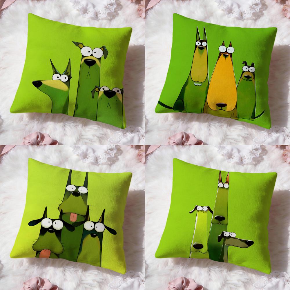 Cartoon Doberman Pinscher Cushion Cover Premium Comfort Reversible Pillow Cove -Two in One Design for Any Room & Car Interior