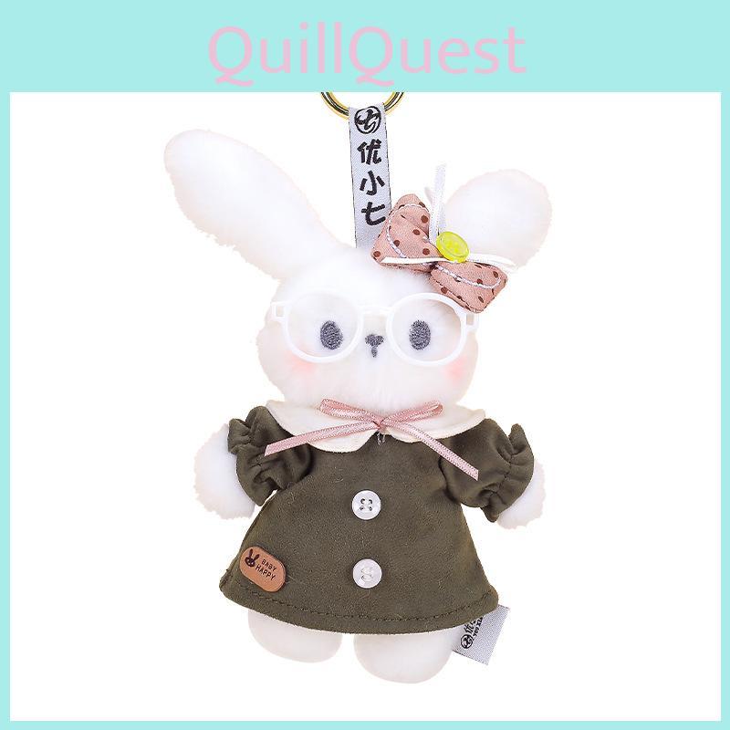 Cute Plush Bunny Keychain With Soft Polyester Fiber For Bookbags And Keys