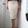 Women Split Vintage Suede Bodycon High Waist Knee Pencil Skirt Solid OL Office Elegant Skirts