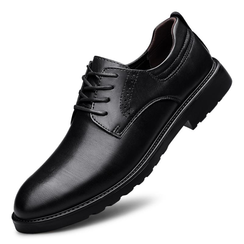

Fashion New Fashion Men s Business Shoes Genuine Leather Classic Shoes Casual Lace-Up for Men Oxfords Male Shoes Men Wedding Dress Shoes 44 чёрный