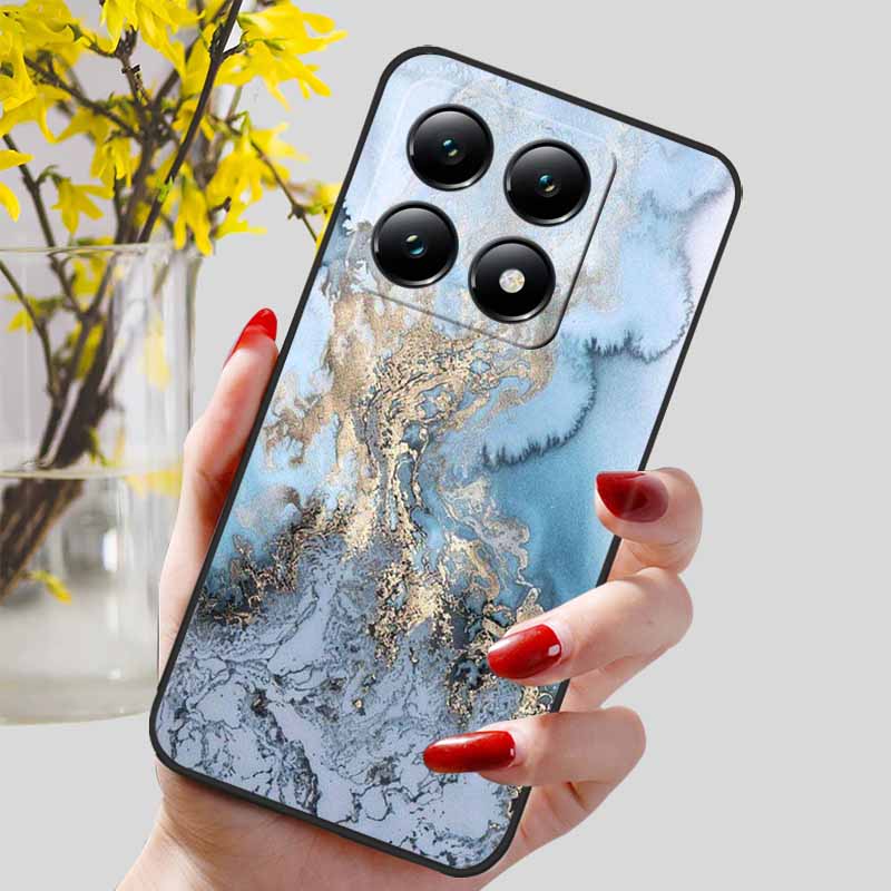 For Xiaomi 14T / 14T Pro Case Fashion Black TPU Marble Painted Cover for Xiaomi 14T Pro Shockproof Shell Capa Silicon Bag 6.67''
