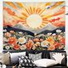 Japanese Red Maple Tapestry, Black And White Fuji With Red Trees And Pagoda By Lake Print Wall Hanging For Bedroom Living Room