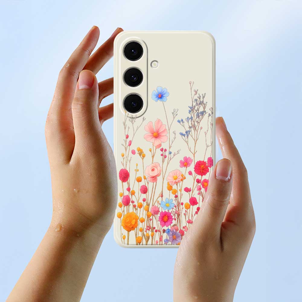 For Samsung Galaxy S25 FE Case Flower Branches Pattern Printing Straight Edge TPU Phone Back Cover
