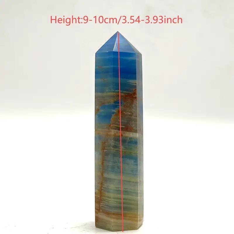 1pc Aqua Blue Calcite Tower Lemurian Blue Blue Onyx Obelisk, Natural Stone Crystal Wand for Home Decor