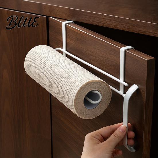 Metal Kitchen Gadget Storage Hanging Paper Towel Rack Drill-Free Organizer Space Saving Cabinet Door Rack for under Adhesive Wrap And Foil Organizer