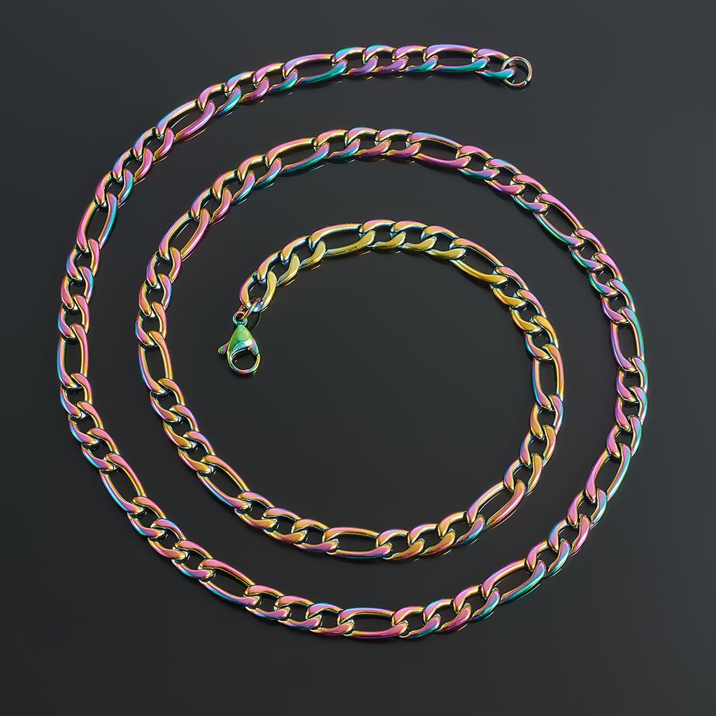 Chaîne Figaro Colorée Vintage Large de 3 mm / 4,5 mm / 6 mm pour Collier Homme et Femme Accessoires de Bijoux en Acier Inoxydable Choker Cadeau