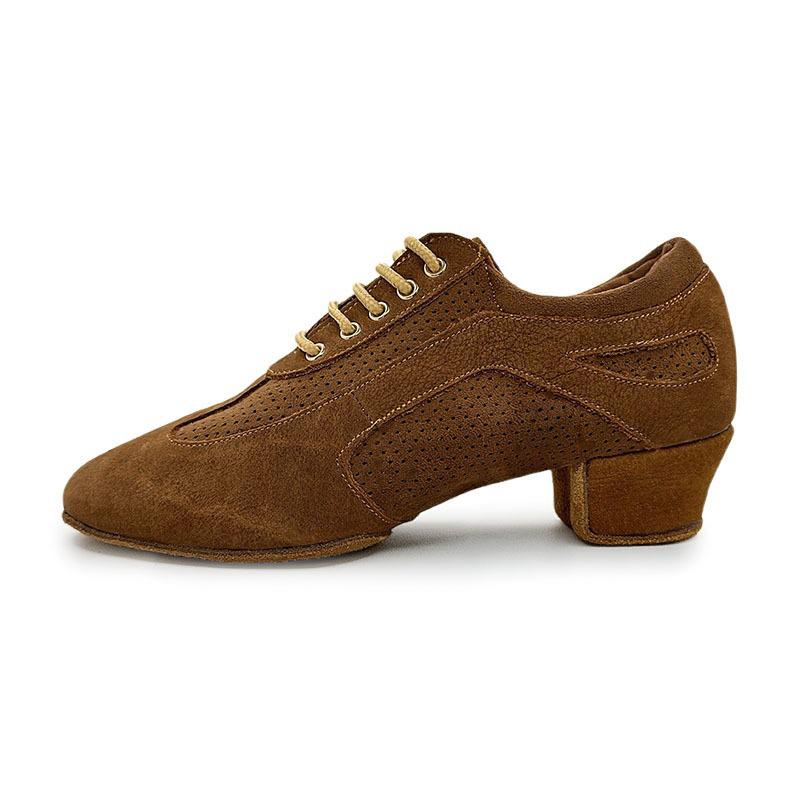 Genuine Leather Jazz Dance Shoes with Mid Heel Suede Dance Ball Standard Latin Dance Shoes for Women and Boys Sports Dancing Shoes 3.5CM
