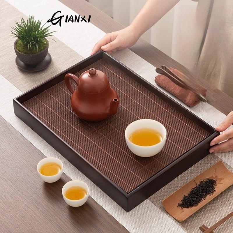 GIANXI Home And Kitchen Tea Tray Portable Dishes For Tea Ta Kawi Bamboo Rectangle Wooden Tray For Chaban Tea Table Serving Trays