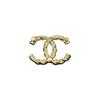 CHANEL Double C Letter Logo Pink Diamond Pearl Button Brooch Men and Women Couple Style Gold