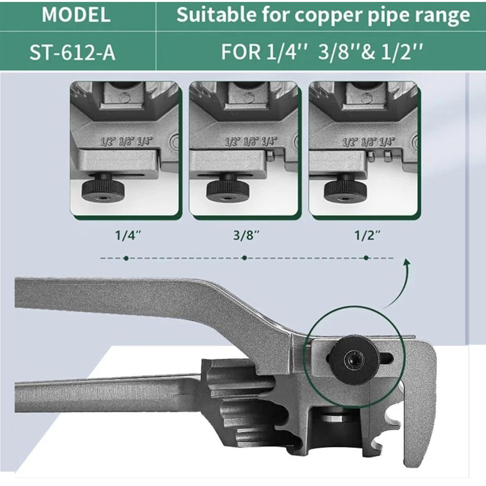 1/4” 3/8” 1/2” Außendurchmesser Manuelles Kupferrohrbieger, 3-in-1 Aluminiumrohrbiegewerkzeug für Klimaanlagen-Kältetechnik-Reparatur ST-612