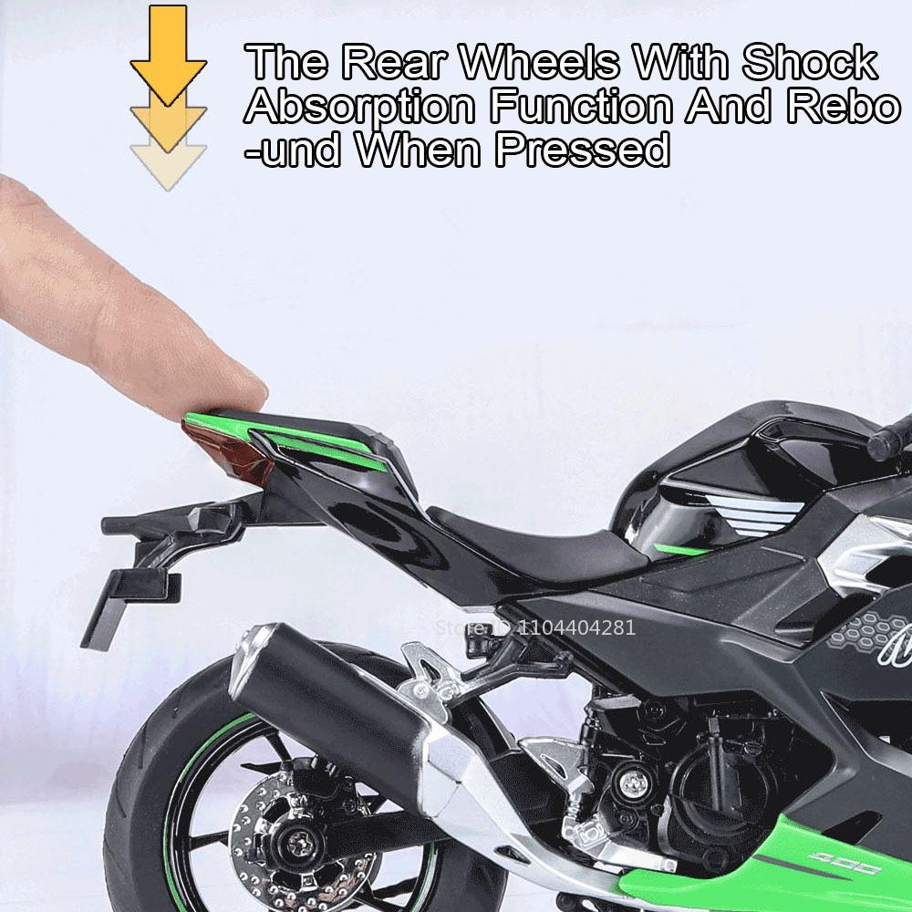 1:12 Kawasaki Ninja 400 Zx6r Alloy Motorcycle Diecast Model Miniature Toys Car Front Wheel Steering With Light Vehices Boy Gifts
