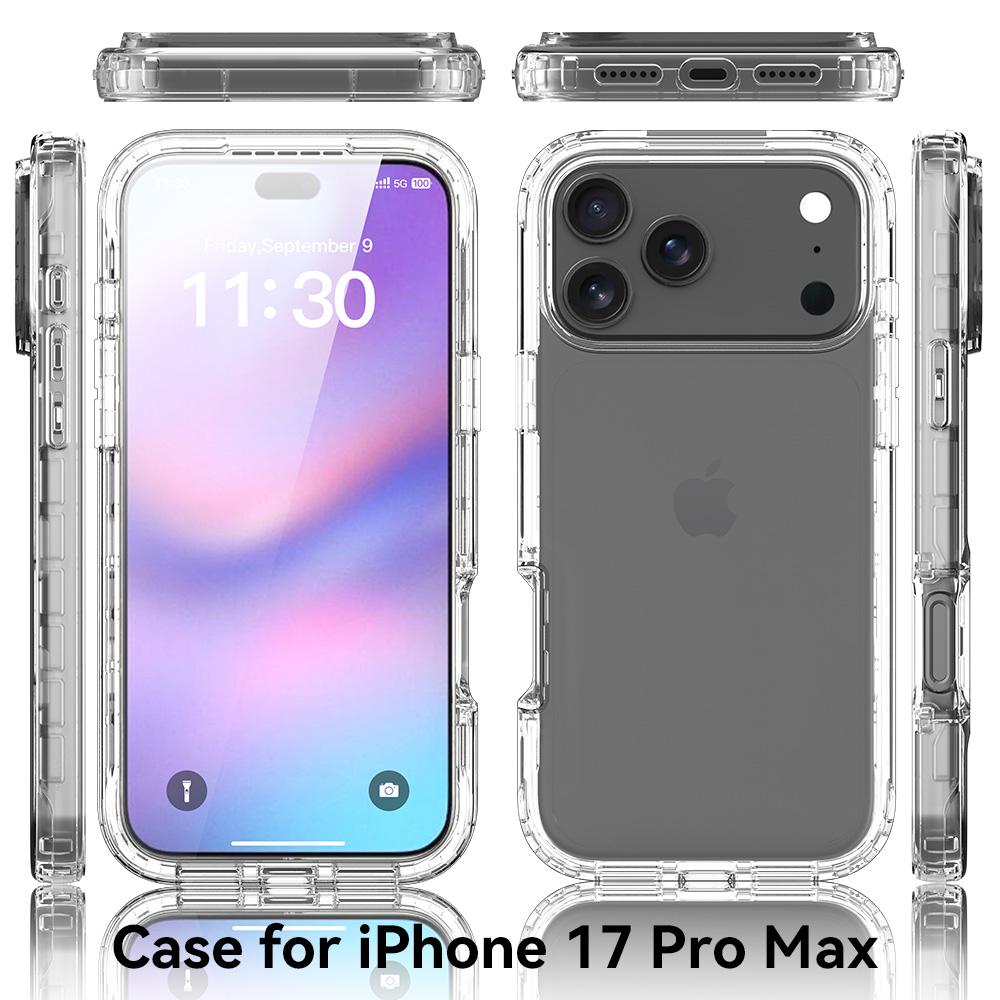 For iPhone 17 Pro Max Case Built-In PET Screen Protector PC+TPU Full Body Shockproof Phone Cover