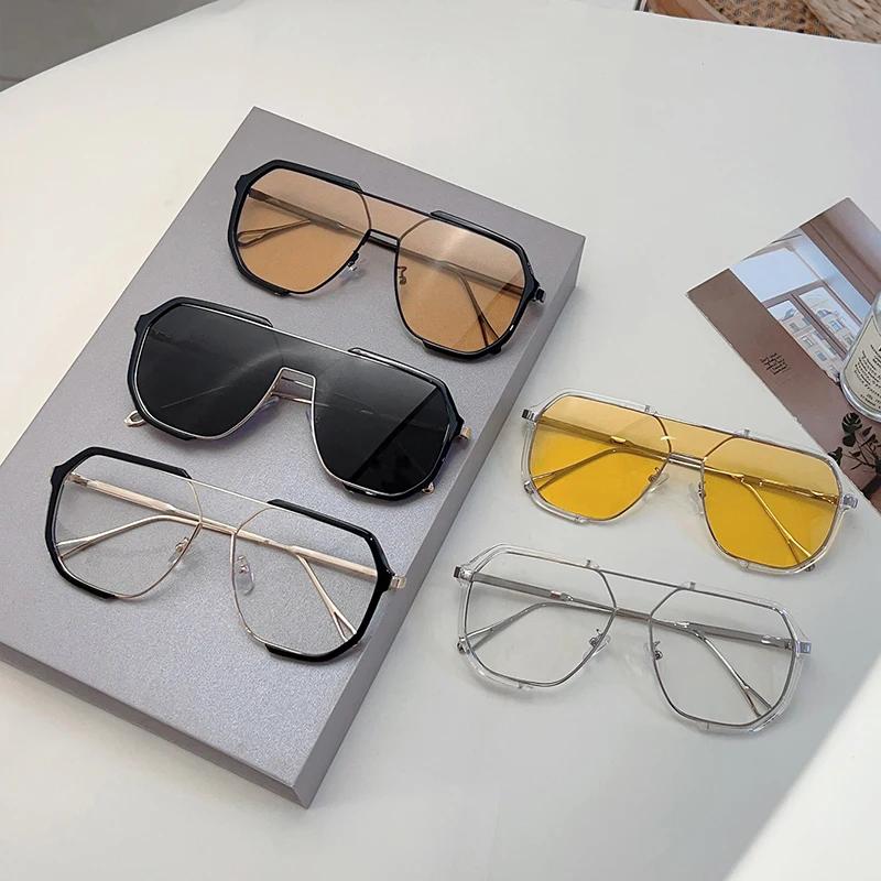Oversized Pilot Sunglasses  New in Vintage Double Bridge Shades Trendy Fashion Korean Style Brand Design Sun Glasses