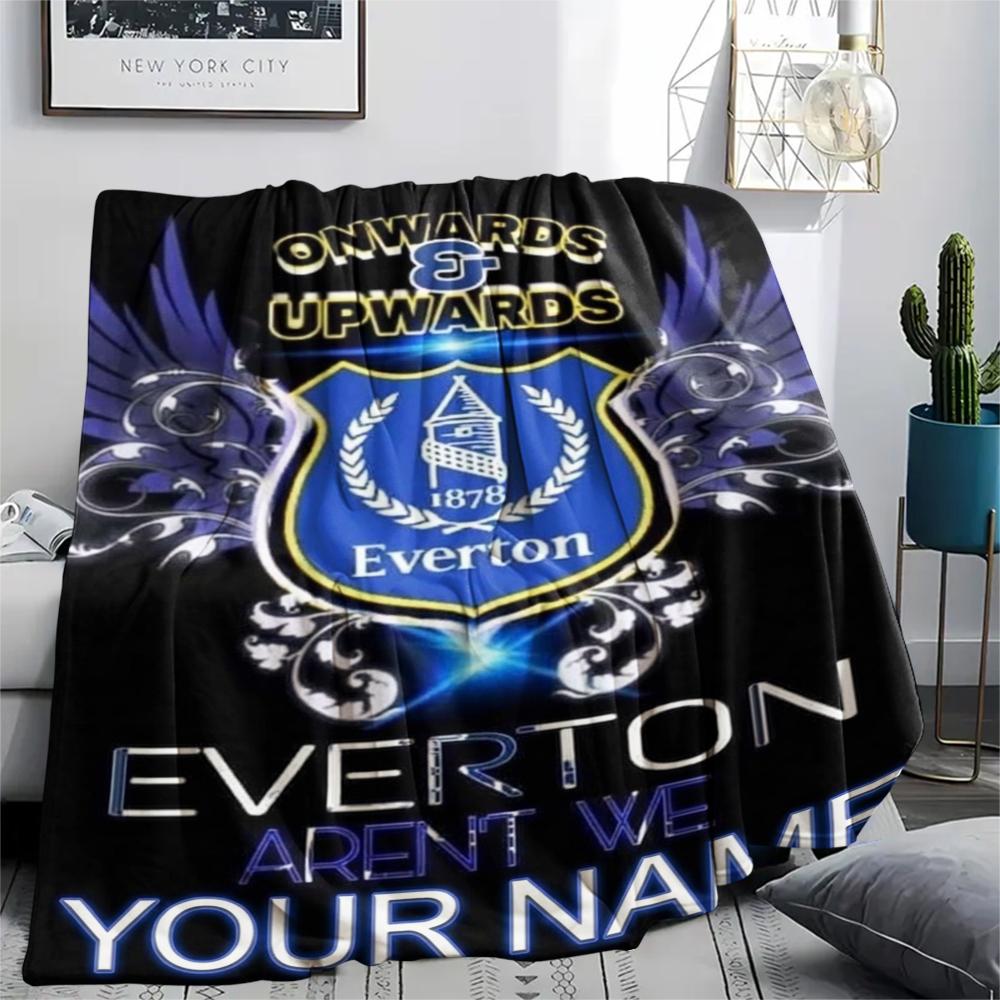 1 Stück Personalisierte Decke mit Everton FC Muster aus Flanell Geeignet für Alle Jahreszeiten für Heimdekoration Wärme und Komfort Geschenke Feiertagsgeschenk
