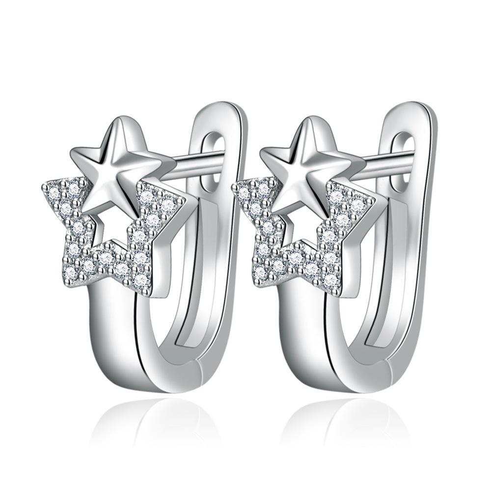 Fashion Star Single Row Zircon Five-pointed Star for Girls Simple Geometric Earrings