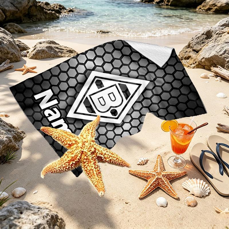 Custom Name Personalized Borussia Monchengladbach Print Beach Towel, for Trip Camping Beach Party Home Decor, Birthday Gift for Family & Friends