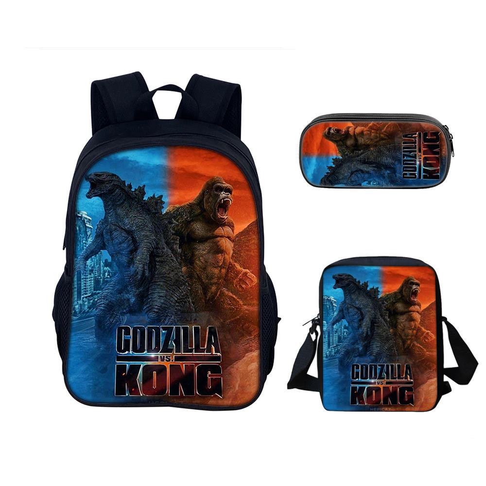 Godzilla Backpack Set With Nylon Material For School And Travel Use