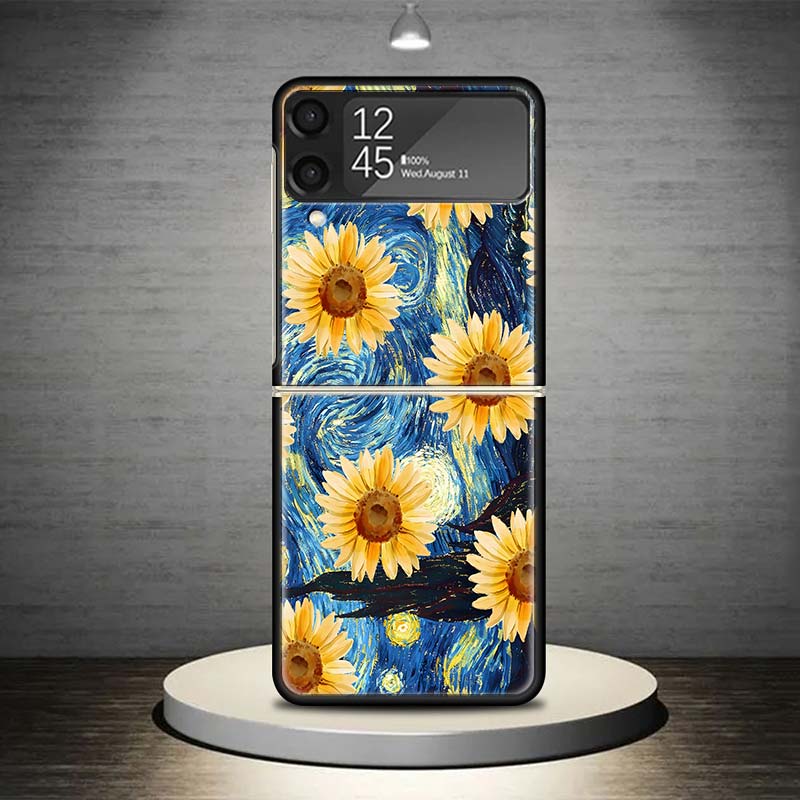 Starry Night Van Gogh Art Phone Case For Samsung Galaxy Z Flip 7 6 5 4 3 5G Shockproof Cover Z Flip7 Flip6 ZFlip5 Flip3 Flip4 Lu
