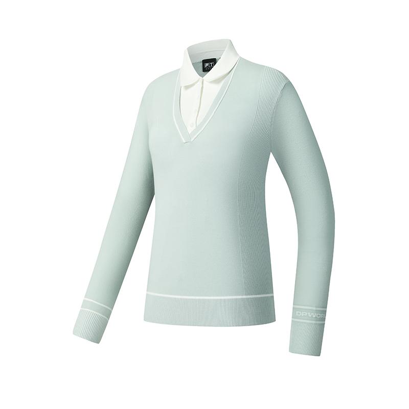 

Fila Повседневный спортивный простой элегантный облегающий свитер-поло с длинным рукавом серии Golf женский свитер A11W545403FLB S