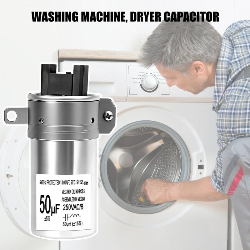 W11395618 Washer Dryer Capacitor 50µF 250V for W10866250 W11315694 W11162560 W10625046 4931353 PS12731163 W10843769