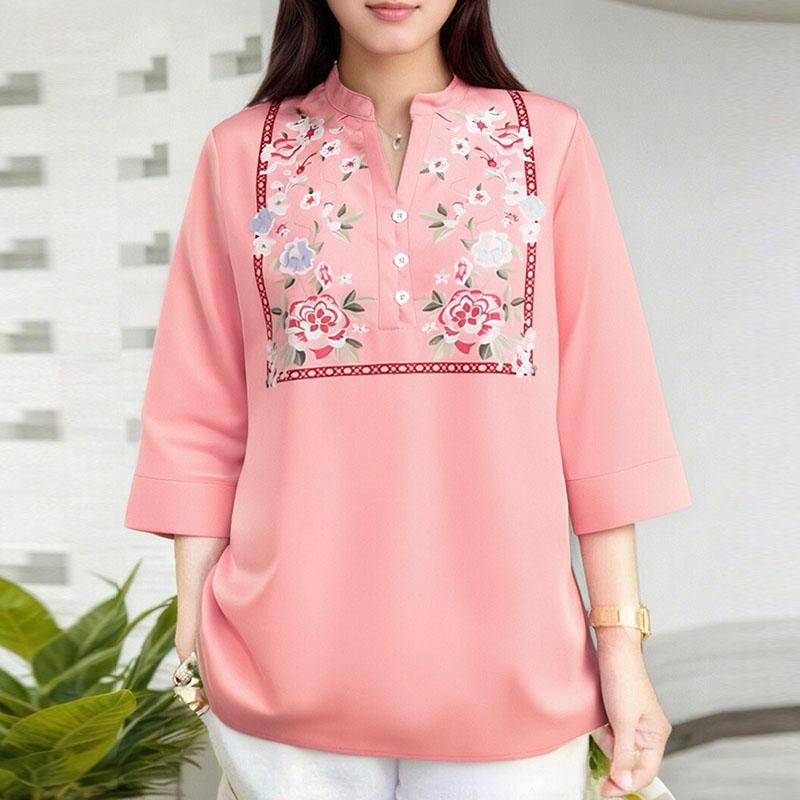 ZANZEA Women Floral Print Casual 3/4 Sleeve Blouse