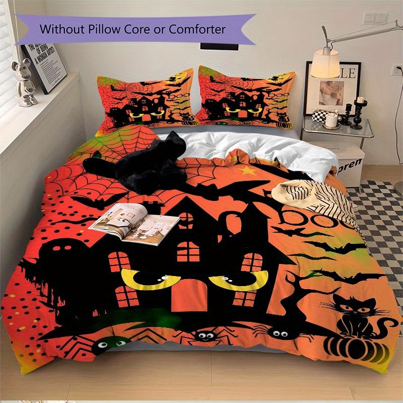 3er-Set Hexen-Halloween-Print-Bezüge Ultraweich, Atmungsaktiv und Bequem Bettwäsche mit Stilvollem Design für Schlafzimmer- und Gästezimmer-Dekoration 1 Bezug
