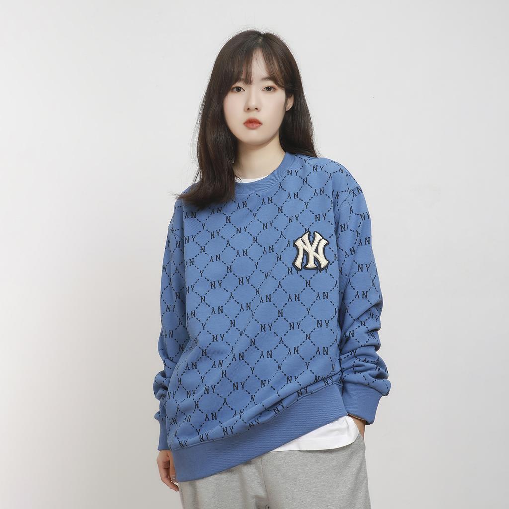 New MLB Old Flower Sweatshirts Unisex Blue 3AMTM0314-50BLD
