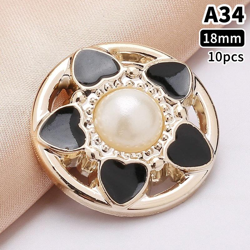 10 Stück 18/21/25mm Blume Perle Gold Kunststoff Schaft Knöpfe für Damen Bekleidung Jacke Pullover Nähzubehör Scrapbooking