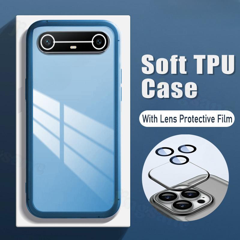 For Tecno Spark Slim Case Camera Protection Semi Transparent Soft Silicone Shockproof with Lens Protector Films for Tecno Spark Slim Back Cover